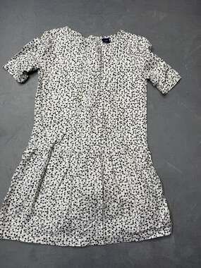 GapKids Girls Floral Dress Preppy Drop Waist Short Sleeve Cotton Black White M 8